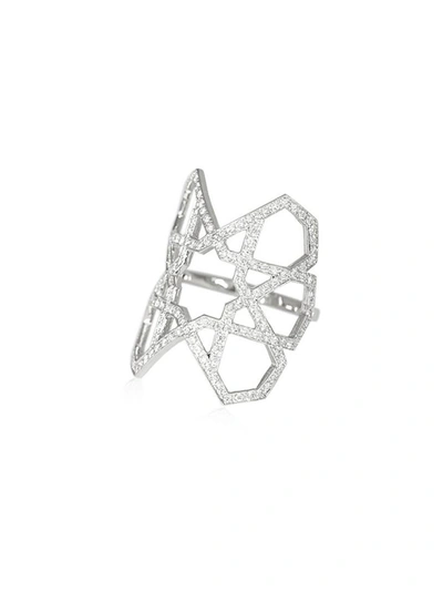 Ralph Masri Arabesque Deco Pavé Diamond Ring In Silver