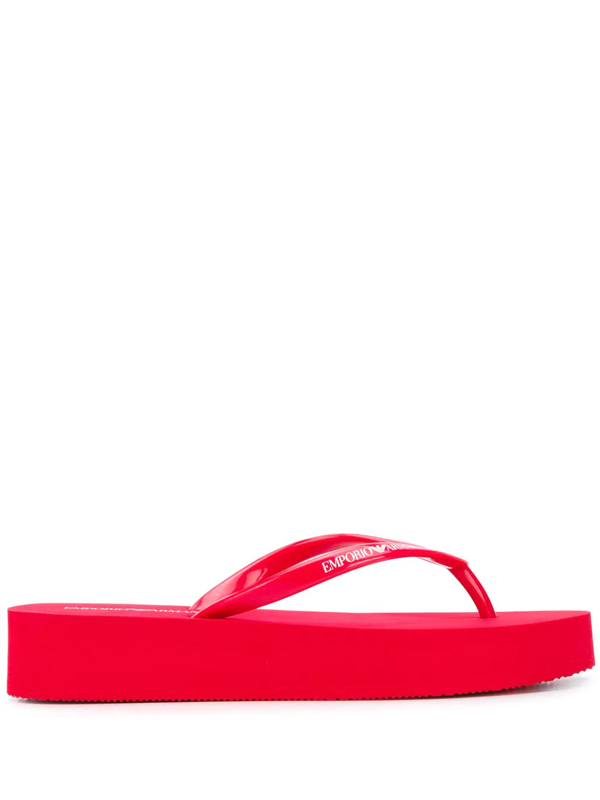 red platform flip flops