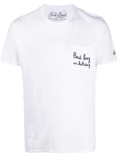 Mc2 Saint Barth Embroidered Slogan T-shirt In White