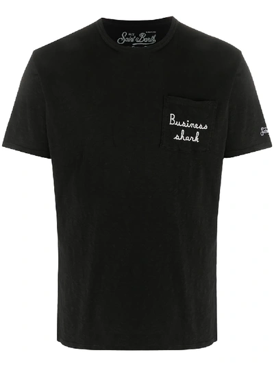 Mc2 Saint Barth Embroidered Pocket T-shirt In Black