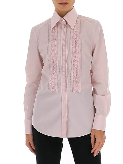 Dolce & Gabbana Ruffled Panel Shirt In Pink