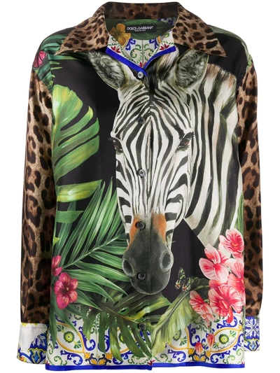 Dolce & Gabbana Safari Print Long-sleeved Shirt In Multi