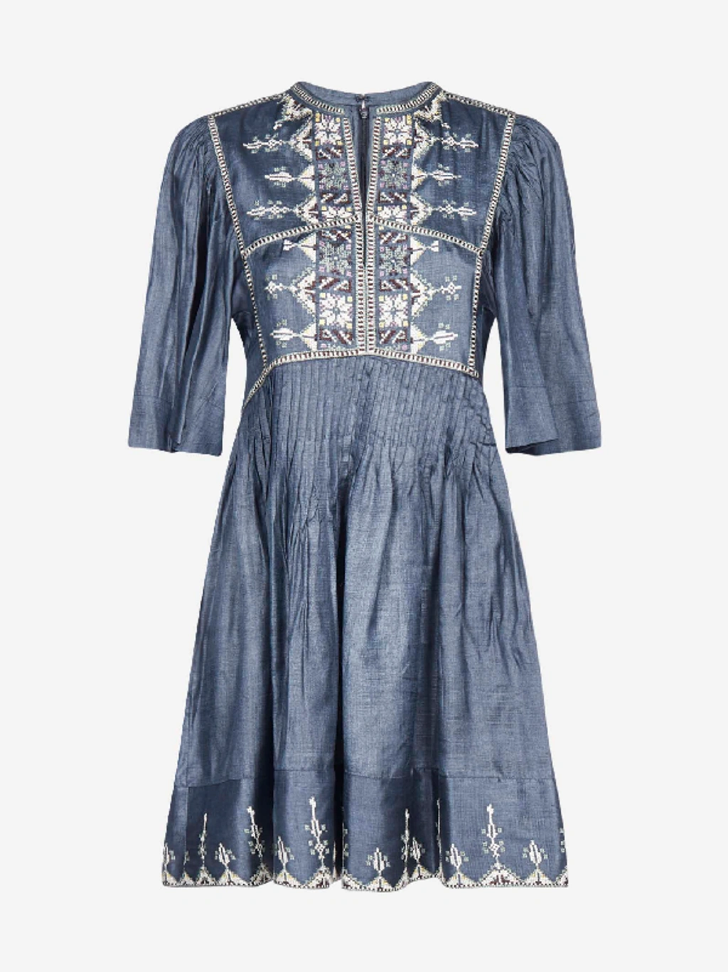 Isabel Marant toile Thea Embroidery Silk Dress In Blue | ModeSens