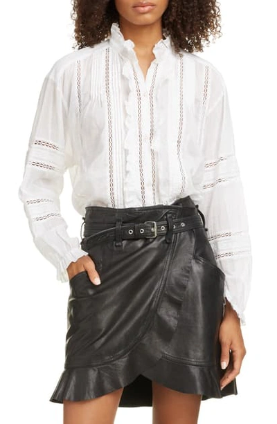 Isabel Marant Étoile Valda Lace-inset Frilled Cotton Shirt In White