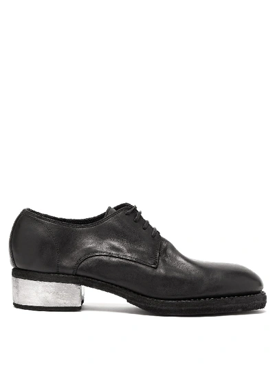 Guidi 50mm Derby Leather Shoes W/ Metal Heel In Black
