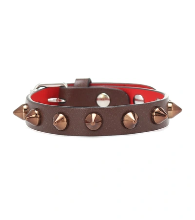 Christian Louboutin Loubilink Studded Leather Bracelet In Brown