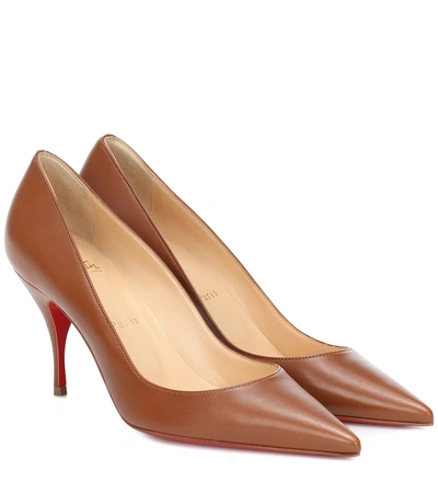 Christian Louboutin Clare 80 Leather Pumps In Brown