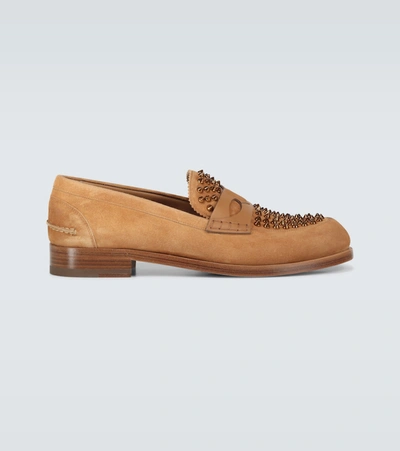 Christian Louboutin Montezupik Suede Loafers In Brown
