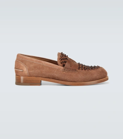 Christian Louboutin Montezupik Suede Loafers In Brown