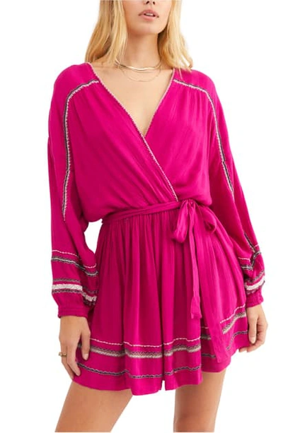 Free People Delilah Embroidered Long Sleeve Minidress In Malibu Pink |  ModeSens