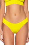 Becca Shirred Hipster Bikini Bottoms In Chartreuse