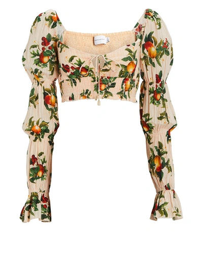 Significant Other Ada Printed Tiered-sleeve Top In Orchard Pink