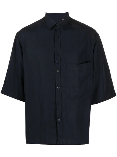 Costumein One Pocket Short-sleeved Shirt In Blue