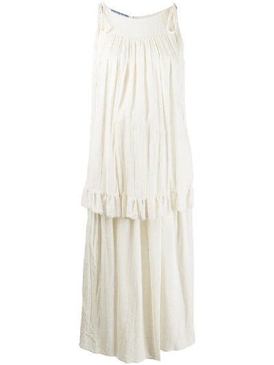 Prada Sleeveless Long Dress In Ivory