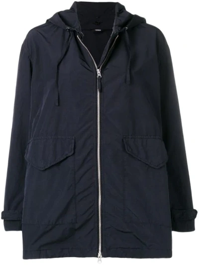 Aspesi Oversize Hooded Zip Jacket In Navy