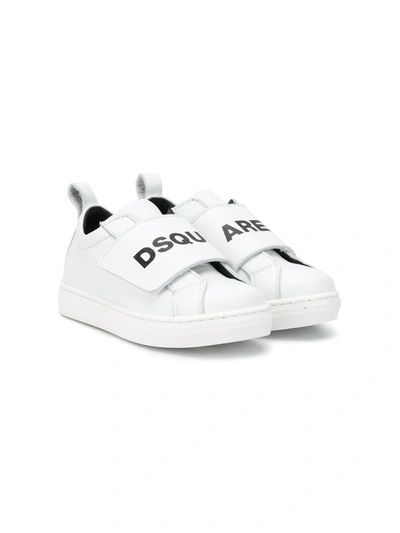 Dsquared2 Kids' Logo Strap Sneakers In White