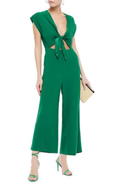 Sandro Jason Knotted Cutout Crepe Jumpsuit In Green