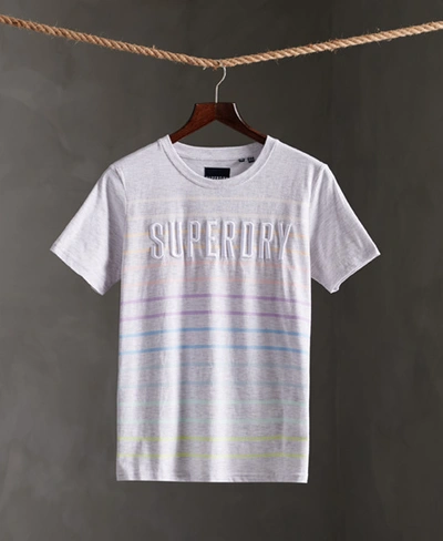 Superdry Rainbow Stripe T-shirt In Light Grey