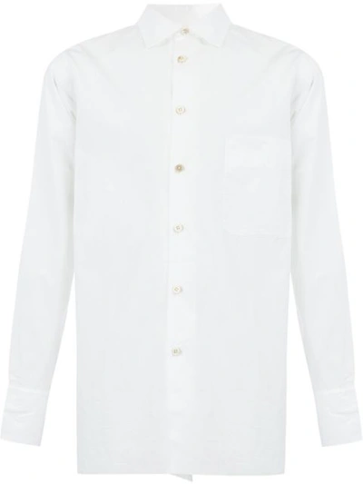Ziggy Chen Mandarin Collar Cotton Shirt In White