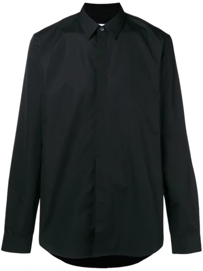 Jil Sander Collarless Long-sleeved Shirt In Black