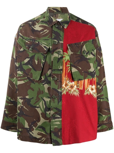 Myar Panelled Camouflage Shirt Jacket In Green