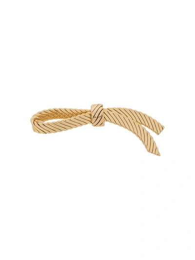 Pre-owned Dior 1980s  Ribbon Motif Brooch In Gold