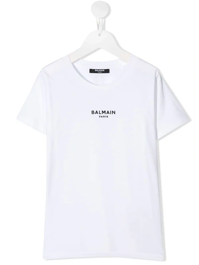 Balmain Teen Logo-print T-shirt In White