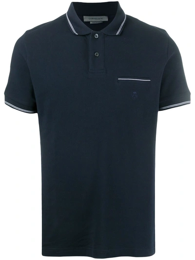 Corneliani Striped Polo Shirt In Blue