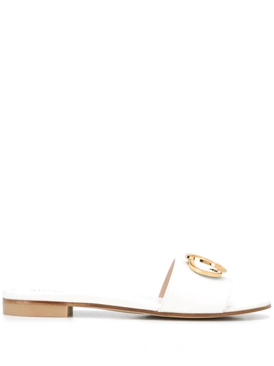 Stuart Weitzman Logo-plaque Slip-on Slides In White