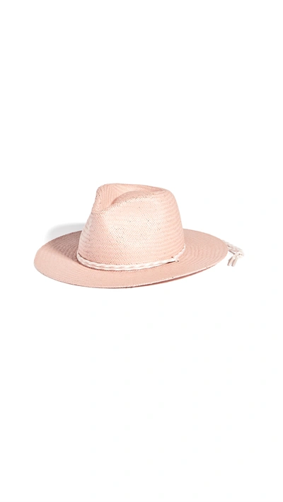 Rag & Bone Packable Straw Fedora In Rose