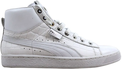 Pre-owned Puma Basket Mid Exotic White  (women's) In White/silver Foil