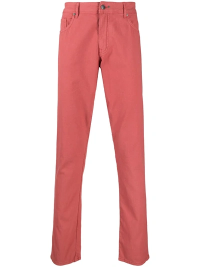 Hackett Five Pocket Straight-leg Jeans In Red