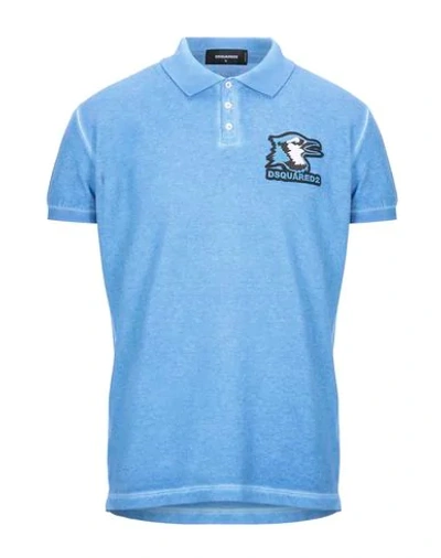 Dsquared2 Polo Shirts In Pastel Blue