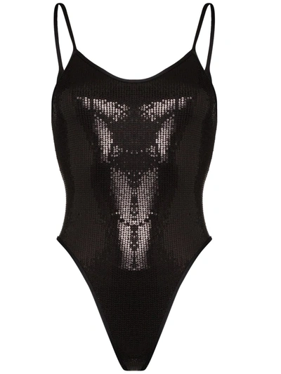 Adriana Degreas Sequinned Swimsuit In Black
