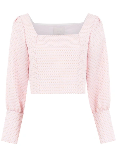 Framed Long Sleeved Cropped Top In Pink