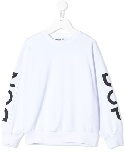 Dondup Teen Logo Elbow Patch Sweatshirt In White