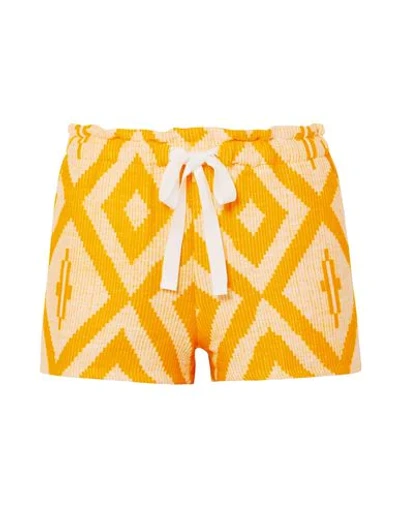 Lemlem Woman Shorts & Bermuda Shorts Yellow Size L Cotton, Acrylic