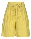 High By Claire Campbell High Woman Shorts & Bermuda Shorts Yellow Size 4 Cotton, Linen, Elastane