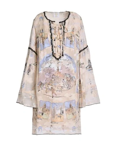 Anna Sui Short Dress In Beige