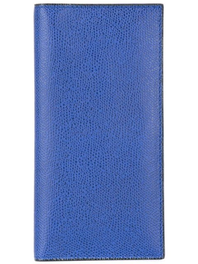 Valextra Vertical Leather Wallet In Blue