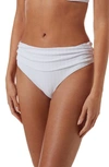 Melissa Odabash Bel Air Ruched Swim Bikini Bottom In White Ribbed