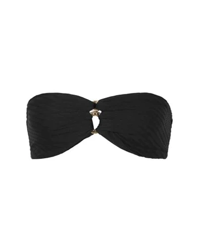 Fella Pierre Ring-embellished Textured Bandeau Bikini Top In Black