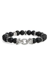 Ferragamo Stone Bead Bracelet In Lava Stone