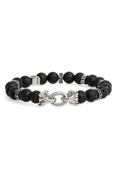 Ferragamo Stone Bead Bracelet In Lava Stone