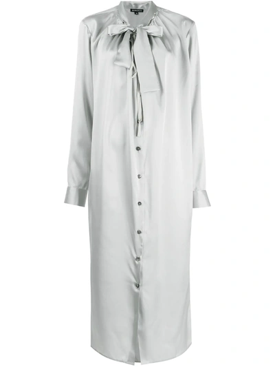 Ann Demeulemeester Tied Neckline Silk Dress In 050 Ciel