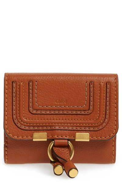 Chloé Marcie Leather French Wallet In Tan