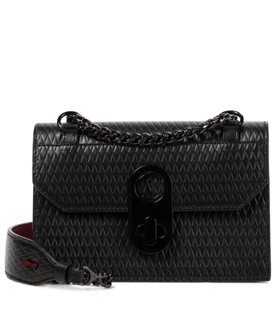 Christian Louboutin Mini Elisa Diamond Embossed Leather Shoulder Bag In Black/ Black