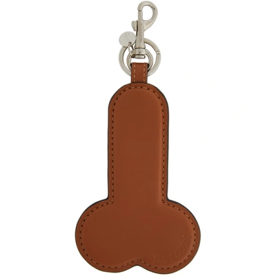 Jw Anderson Leather Logo Key Holder In Pecan 623