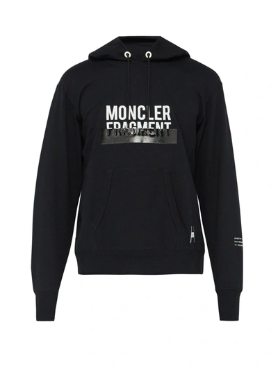 Moncler Logo-print Hooded Cotton Sweatshirt In Black