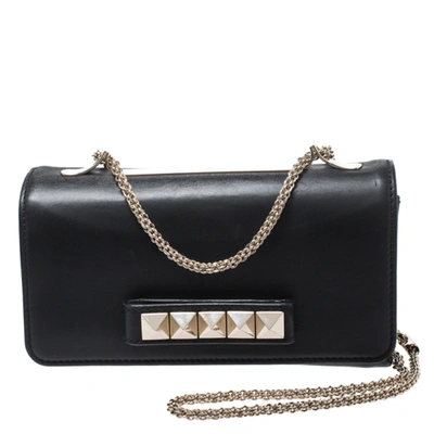 Pre-owned Valentino Garavani Black Leather Medium Va Va Voom Chain Shoulder Bag